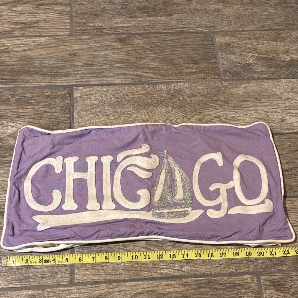 Pottery Barn Teen Purple Chicago Graphic lumbar pillow cover-12x24